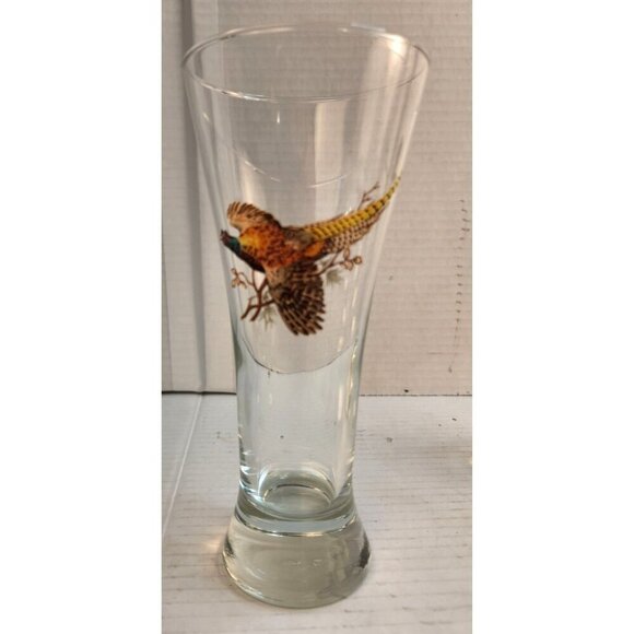 One Vintage Pheasant Design Glass Pilsner Beer Glasses - Picture 1 of 7